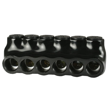 Asi Single Sided Multi Tap Connector 14 - 1/0 AWG 6 Port 600 V Black AICS1-0-6